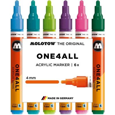 Zestaw podstawowy Molotow - Markery akrylowe 4mm - 6 szt Zestaw podstawowy Molotow - Markery akrylowe 4mm - 6 szt