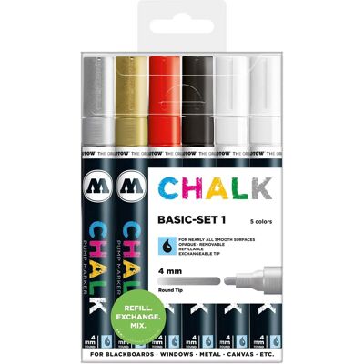 Molotow - Marqueur de craie - Ensemble de base 4mm - Rechargeable - Multicolore Molotow - Marqueur de craie - Ensemble de base 4mm - Rechargeable - Multicolore