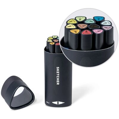 Molotow - Twinmarker Sketcher Main Kit 2 - Czarny - Zestaw 12 - Marker set Molotow - Twinmarker Sketcher Main Kit 2 - Czarny - Zestaw 12 - Marker set
