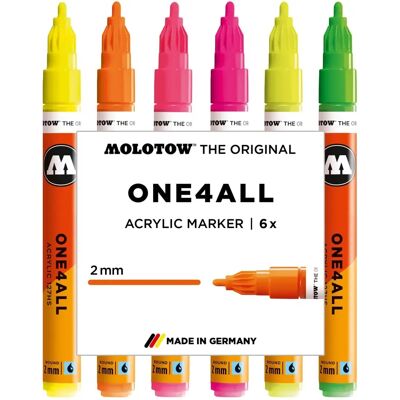 Marker neonowy Molotow One4All - 2 mm, 6 szt. - Marker Marker neonowy Molotow One4All - 2 mm, 6 szt. - Marker