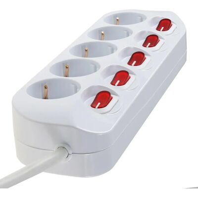 Chilitec Steckdosenleiste - 5-fach, 1,5m Kabel, Weiß Chilitec Steckdosenleiste - 5-fach, 1,5m Kabel, Weiß
