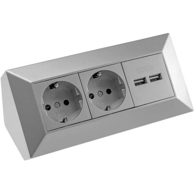 Chilitec Steckdosenleiste - 2 Steckdosen, 2 USB, 230V, 16A, 45° Chilitec Steckdosenleiste - 2 Steckdosen, 2 USB, 230V, 16A, 45°