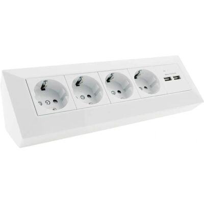 Multiprise Chilitec 4 prises 2 USB blanc 250V 16A Montage sur surface USB 3,1A - Publicité Multiprise Chilitec 4 prises 2 USB blanc 250V 16A Montage sur surface USB 3,1A - Publicité