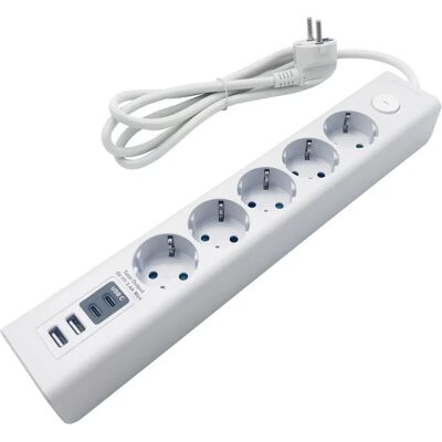 Chilitec Steckdosenleiste 5-fach USB-A+C 1,5 m weiß - Steckdosenleiste Chilitec Steckdosenleiste 5-fach USB-A+C 1,5 m weiß - Steckdosenleiste