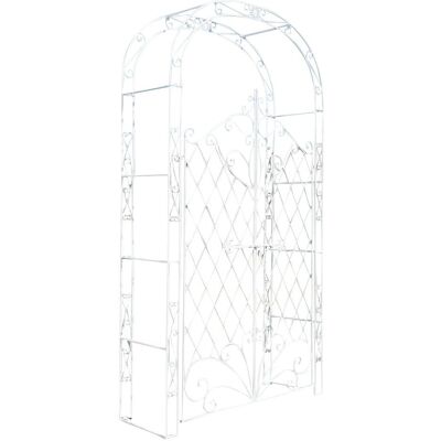 Arco da Giardino Bianco Antico con Porta - Supporta Piante Rampicanti Arco da Giardino Bianco Antico con Porta - Supporta Piante Rampicanti