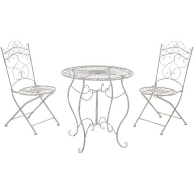 Conjunto de jardín en blanco antiguo con mesa y 2 sillas Conjunto de jardín en blanco antiguo con mesa y 2 sillas
