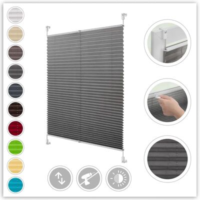 LICHTBLICK Klemmfix Plissee Grau - Seitlich verschiebbar - 70x210cm LICHTBLICK Klemmfix Plissee Grau - Seitlich verschiebbar - 70x210cm