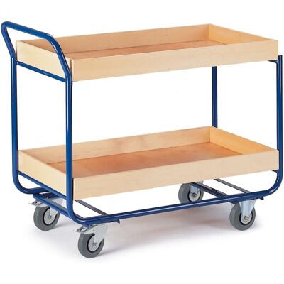 Rollcart Tischwagen mit 2 Etagen 1000x575mm Buchedekor 80mm Rand Rollcart Tischwagen mit 2 Etagen 1000x575mm Buchedekor 80mm Rand
