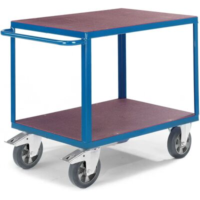 Rollcart Schwerer Tischwagen - Stahlrahmen, 2 Ladeflächen, Blau - Trolley Type Rollcart Schwerer Tischwagen - Stahlrahmen, 2 Ladeflächen, Blau - Trolley Type