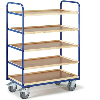 Rollcart Etagenwagen 1500mm hoch 2 Wände offen mit 5 Kästen - Etagenwagen Rollcart Etagenwagen 1500mm hoch 2 Wände offen mit 5 Kästen - Etagenwagen