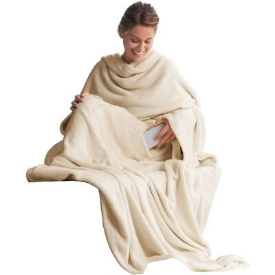 CelinaTex TV-Decke XL Ärmeldecke 170x200 cremeweiß Polyester CelinaTex TV-Decke XL Ärmeldecke 170x200 cremeweiß Polyester