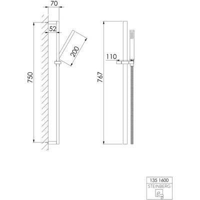Set de duș Steinberg Seria 135 în crom cu bară și duș manual Set de duș Steinberg Seria 135 în crom cu bară și duș manual
