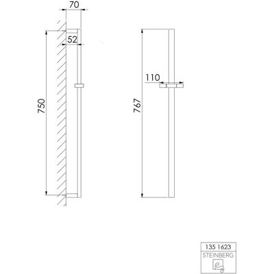 Barra doccia Steinberg 750 mm in ottone da parete - Barre doccia Barra doccia Steinberg 750 mm in ottone da parete - Barre doccia