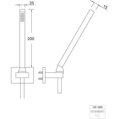 Cap de duș Serie 135 Steinberg - Manual, Cromat, Partea inferioară în unghi Cap de duș Serie 135 Steinberg - Manual, Cromat, Partea inferioară în unghi