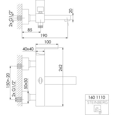 Miscelatore vasca Steinberg Serie 160 - Cromato, 190 mm, 2 utenti Miscelatore vasca Steinberg Serie 160 - Cromato, 190 mm, 2 utenti