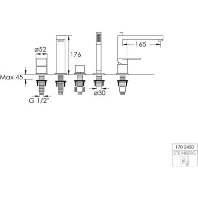 Steinberg Serie 170 4-gats bad/douche mengkraan Steinberg Serie 170 4-gats bad/douche mengkraan