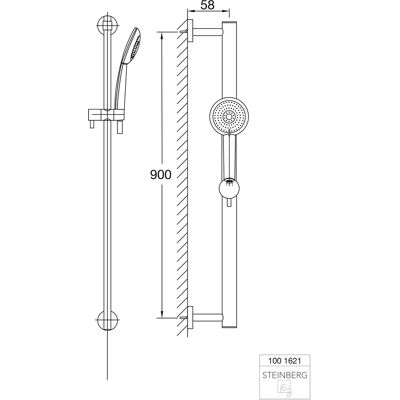 Steinberg Armaturen - Set de duș Serie 100 cu bară de 900mm și duș de mână cu 3 moduri Steinberg Armaturen - Set de duș Serie 100 cu bară de 900mm și duș de mână cu 3 moduri