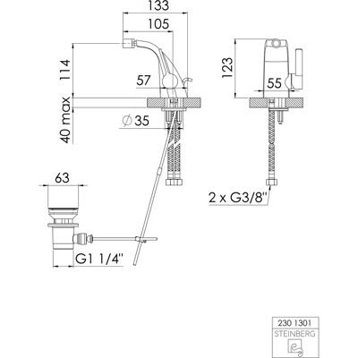 Steinberg Bidet Mengkraan - Serie 230 - Messing, Chroom, 105mm Projectie Steinberg Bidet Mengkraan - Serie 230 - Messing, Chroom, 105mm Projectie