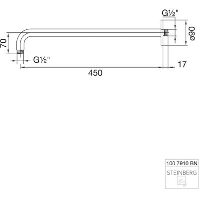 Steinberg Gmbh Model 1007910BN Suport de perete întărit pentru duș - 450mm Steinberg Gmbh Model 1007910BN Suport de perete întărit pentru duș - 450mm