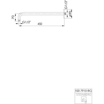 Seria 100 Steinberg - Braț de duș din alamă 450mm Suport de perete întărit Seria 100 Steinberg - Braț de duș din alamă 450mm Suport de perete întărit