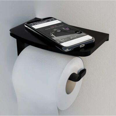 Portarrollos Steinberg Modelo 450 para Pared con Estante - Negro Mate Portarrollos Steinberg Modelo 450 para Pared con Estante - Negro Mate