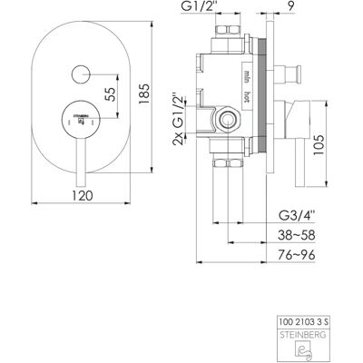 Set miscelatore doccia e vasca Steinberg Serie 100 - Montaggio a parete Set miscelatore doccia e vasca Steinberg Serie 100 - Montaggio a parete