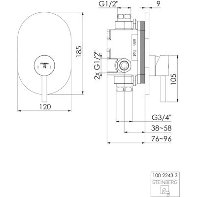 Miscelatore a parete Steinberg Serie 100 - Ceramica, Cromo Miscelatore a parete Steinberg Serie 100 - Ceramica, Cromo