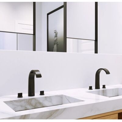 Rubinetto lavabo nero opaco a 3 fori Rubinetto lavabo nero opaco a 3 fori