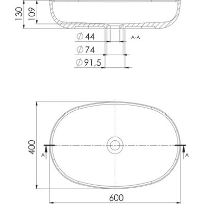 Steinberg Modelo 440 - Lavabo oval de SolidSurface Steinberg Modelo 440 - Lavabo oval de SolidSurface
