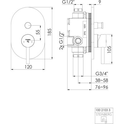 Steinberg Marke Modell 10021033 - Badewanne/Dusche Mischbatterie-Set Steinberg Marke Modell 10021033 - Badewanne/Dusche Mischbatterie-Set