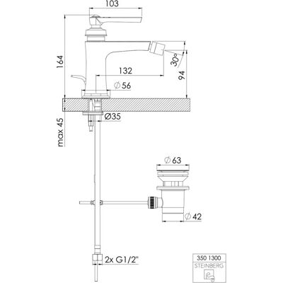 Steinberg Serie 350 Bidetkraan - Eénhendel, Messing, Mat Zwart Steinberg Serie 350 Bidetkraan - Eénhendel, Messing, Mat Zwart
