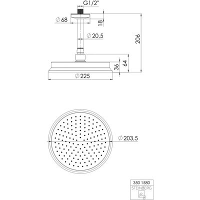 Steinberg Serie 350 plafond ronde douche set - Geborsteld goud Steinberg Serie 350 plafond ronde douche set - Geborsteld goud