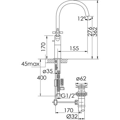 Miscelatore lavabo Serie 250 Steinberg - Regolabile, Girevole, Ottone Miscelatore lavabo Serie 250 Steinberg - Regolabile, Girevole, Ottone