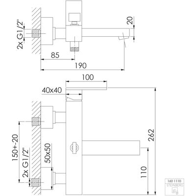 Steinberg 160 Nickel Badarmatur - Badewannenmischer Steinberg 160 Nickel Badarmatur - Badewannenmischer