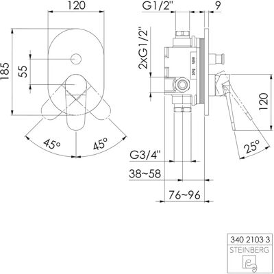 STEINBERG Modello 340 - Set miscelatore da incasso per vasca e doccia STEINBERG Modello 340 - Set miscelatore da incasso per vasca e doccia