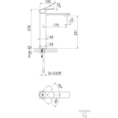 Grifo de Latón Steinberg Serie 342 - Monomando, Proyección 170mm, Oro Cepillado Grifo de Latón Steinberg Serie 342 - Monomando, Proyección 170mm, Oro Cepillado