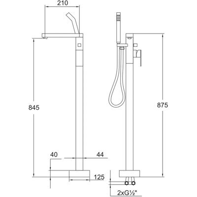 STEINBERG 342 Badewannenmischer - Freistehend, Keramikventile, 210mm Ausladung - Badewannenmischer STEINBERG 342 Badewannenmischer - Freistehend, Keramikventile, 210mm Ausladung - Badewannenmischer