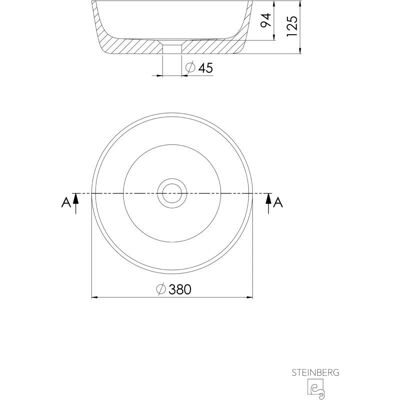 Steinberg Modell 540 - Rundes Aufsatzwaschtisch aus Solid Surface - 380x125mm Steinberg Modell 540 - Rundes Aufsatzwaschtisch aus Solid Surface - 380x125mm