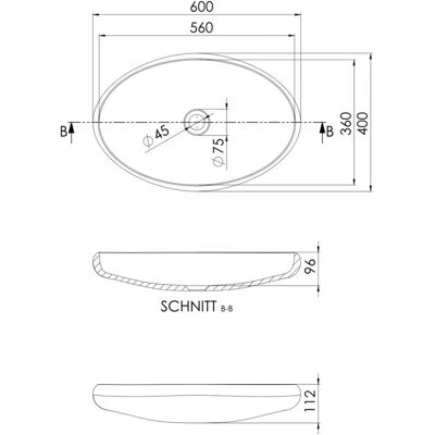 Steinberg Modell 4406310W - Ovaler Solid Surface Waschtisch Steinberg Modell 4406310W - Ovaler Solid Surface Waschtisch