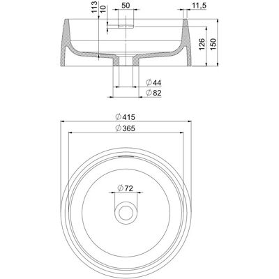 Steinberg 440 Lavabo Redondo - SolidSurface, Sin Agujero para Grifo, Con Sobrellenado Steinberg 440 Lavabo Redondo - SolidSurface, Sin Agujero para Grifo, Con Sobrellenado