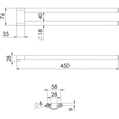 Toallero Steinberg Serie 480, 450 mm, Acero inoxidable, Oro cepillado Toallero Steinberg Serie 480, 450 mm, Acero inoxidable, Oro cepillado