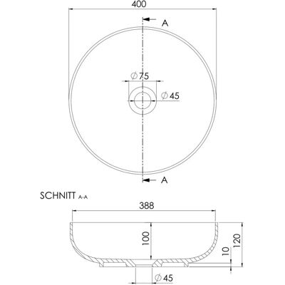 Steinberg Serie 440 Aufsatzwaschtisch rund - Waschbecken Steinberg Serie 440 Aufsatzwaschtisch rund - Waschbecken