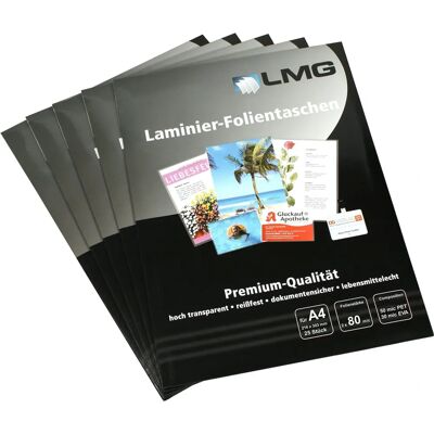 LMG A4 Laminierfolie - 80 Mikron - 25 Blatt LMG A4 Laminierfolie - 80 Mikron - 25 Blatt