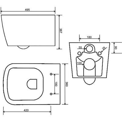 Kronenbach Cube kompaktes wand-WC - Rimless, Wasserspartechnik Kronenbach Cube kompaktes wand-WC - Rimless, Wasserspartechnik