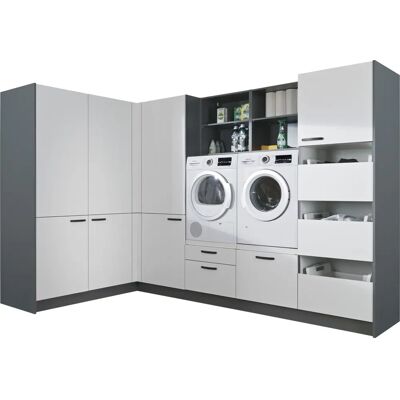 Express Küchen Arta Küchenschrank-Set - 310cm, Grau/Weiß Express Küchen Arta Küchenschrank-Set - 310cm, Grau/Weiß