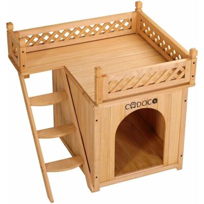 Casa per gatti Cadoca con balcone e due piani - Resistente alle intemperie Casa per gatti Cadoca con balcone e due piani - Resistente alle intemperie