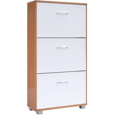 Deuba Casaria Schuhschrank - Modern 3-Fach Organizer - Weiß & Eiche Deuba Casaria Schuhschrank - Modern 3-Fach Organizer - Weiß & Eiche