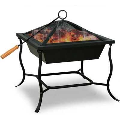 GARDERUBK Deuba Quadratischer Feuerkorb 45x45cm mit Funkenschutz und Stahlzange GARDERUBK Deuba Quadratischer Feuerkorb 45x45cm mit Funkenschutz und Stahlzange