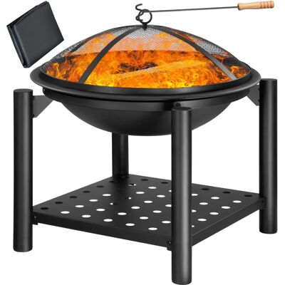 Deuba Fire Pit - Steel, 55cm, Black, Spark Guard, Storage Shelf - Fire Pit Deuba Fire Pit - Steel, 55cm, Black, Spark Guard, Storage Shelf - Fire Pit