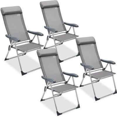 Casaria Set aus 4 Aluminium-Gartenstühlen mit verstellbarem hohen Rücken Casaria Set aus 4 Aluminium-Gartenstühlen mit verstellbarem hohen Rücken